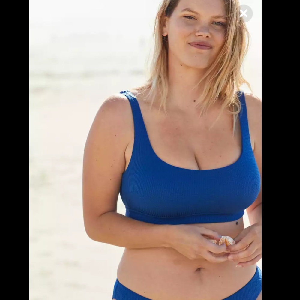 Aerie Waffle Banded Wide Strap Scoop Bikini Top